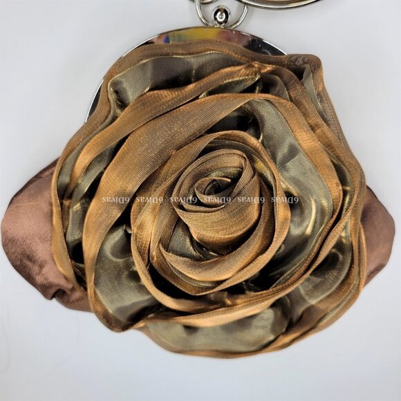 Brown Satin Evening Purse with Round Handle Holder - Host Pick! - Picture 4 of 6